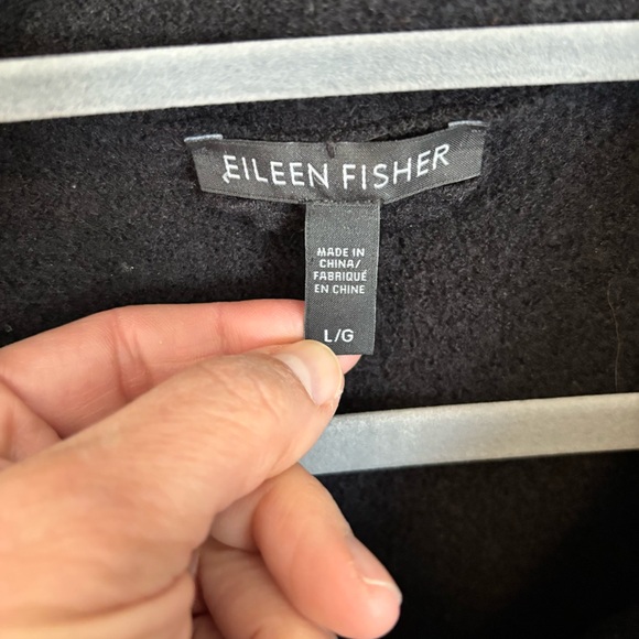 🐑 Eileen Fisher Black Wool Wrap Sweater - size L - Picture 3 of 6